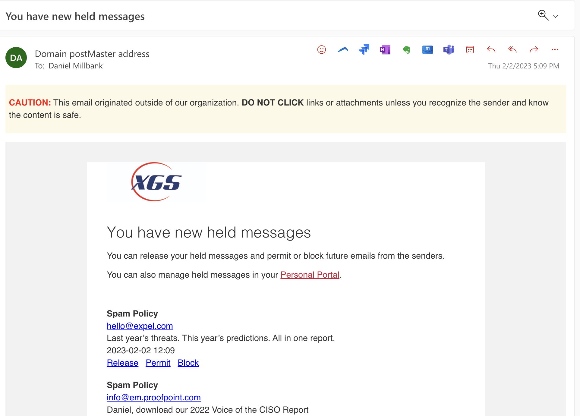 Held messages email